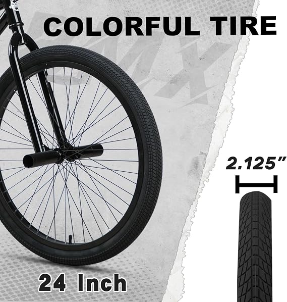 cubsala Echo 20 24 Inch Beginner BMX Bike for Boys Girls | High Tensile Steel Frame, Rear U-Brake, 4 Pegs, 85% Pre-Assembled, Unisex BMX Bicycle for Outdoor Riding