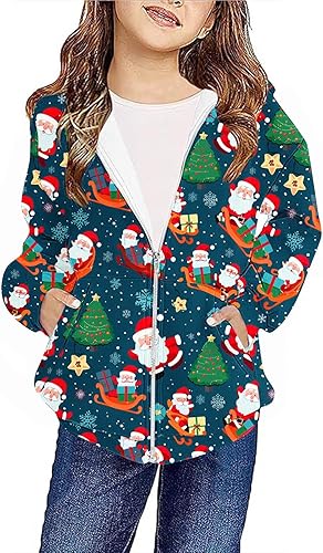 Girls Zip Up Hoodies Teen Y2K Full-Zip Sweatshirts Jacket Preppy Clothes Spring Casual Oversized Hoodies with Pocket(A15-camouflage,10 Years)