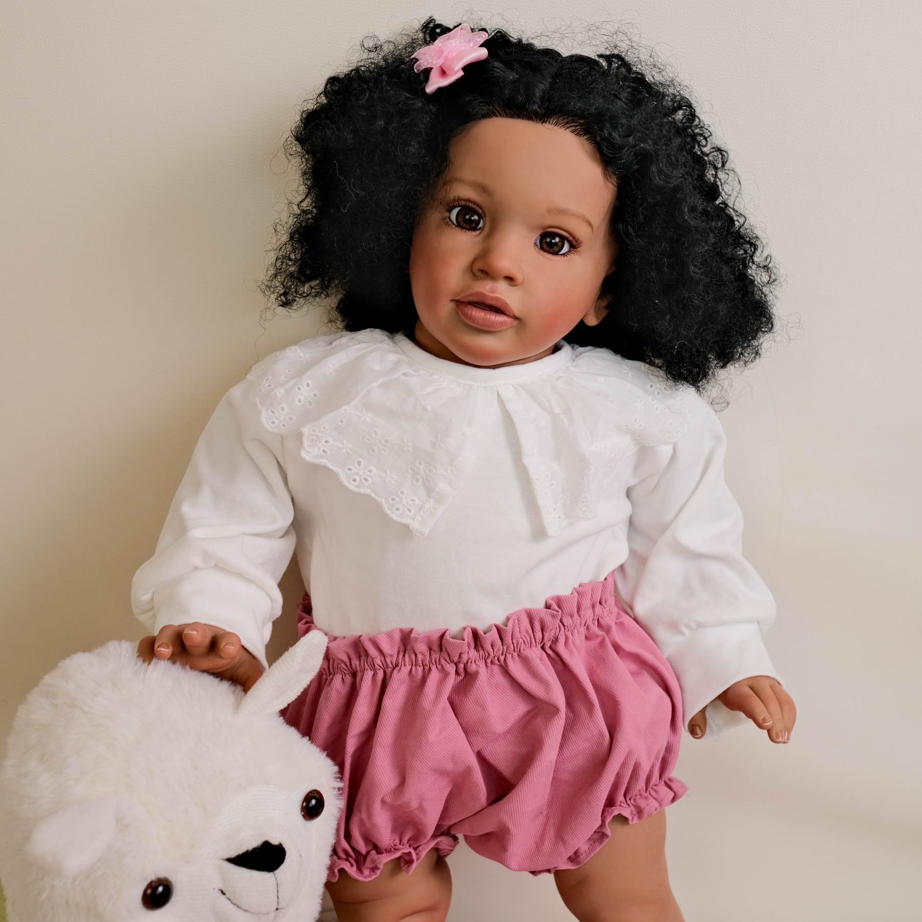 Pinky Real Look Reborn Baby Dolls Black Girl 26inch 66cm Soft Vinyl Lifelike Toddler Doll African American Newborn Baby Dolls Kids Toy for Ages 3+