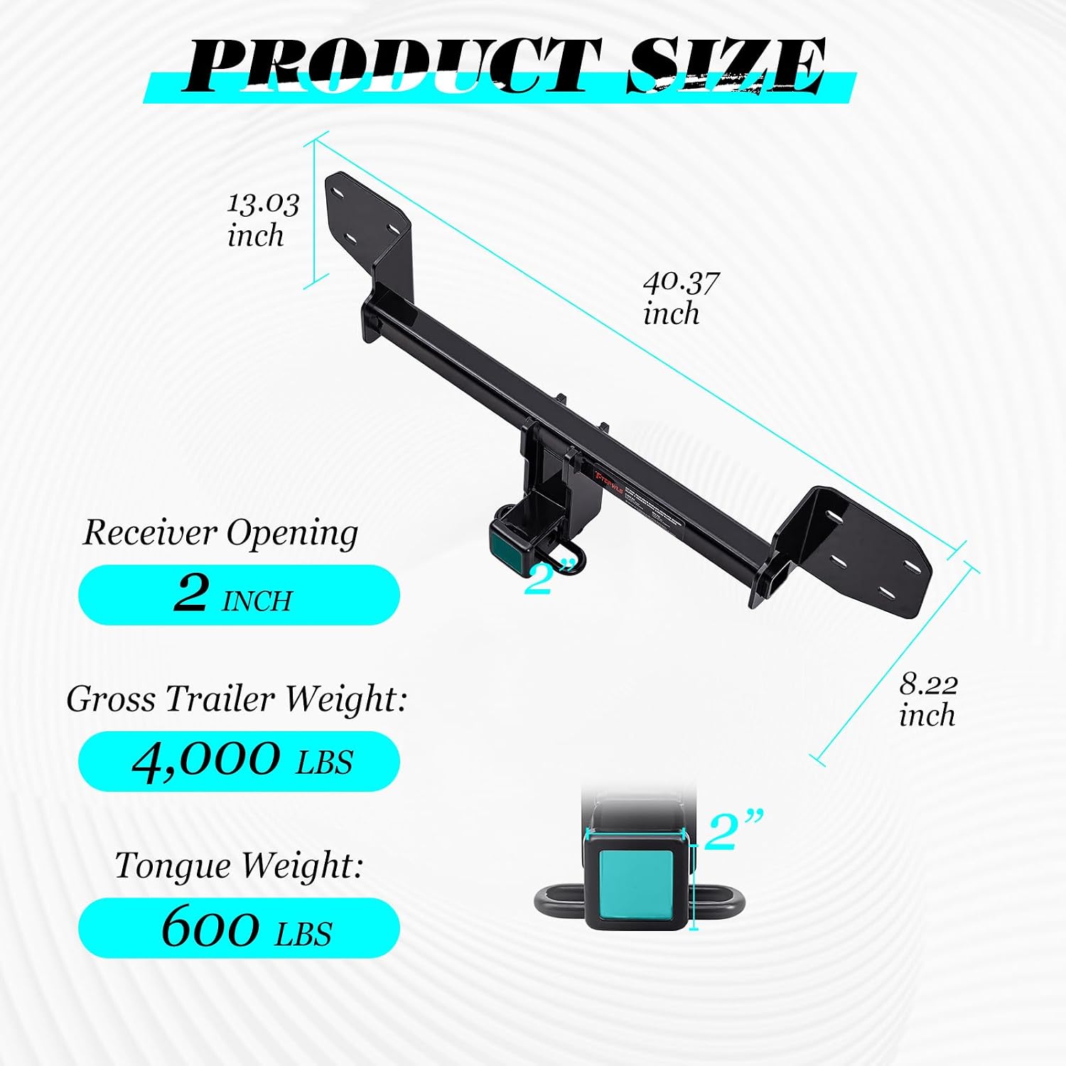 Class 3 Trailer Hitch 2-Inch Receiver Hitch Receiver Compatible with Subaru Outback 2010-2019, Rated to 4000 lbs Black Color