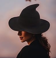 Vista 4 de Bestjybt - Gorro de punto de lana para mujer, para Halloween, para fiestas, disfraces, cosplay, accesorio diario Negro