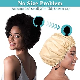 3 Pack Extra Large Double Layer Adjustable Shower Caps for Women, Waterproof Exterior & EVA Lining, Oversized Design for All Hair Lengths