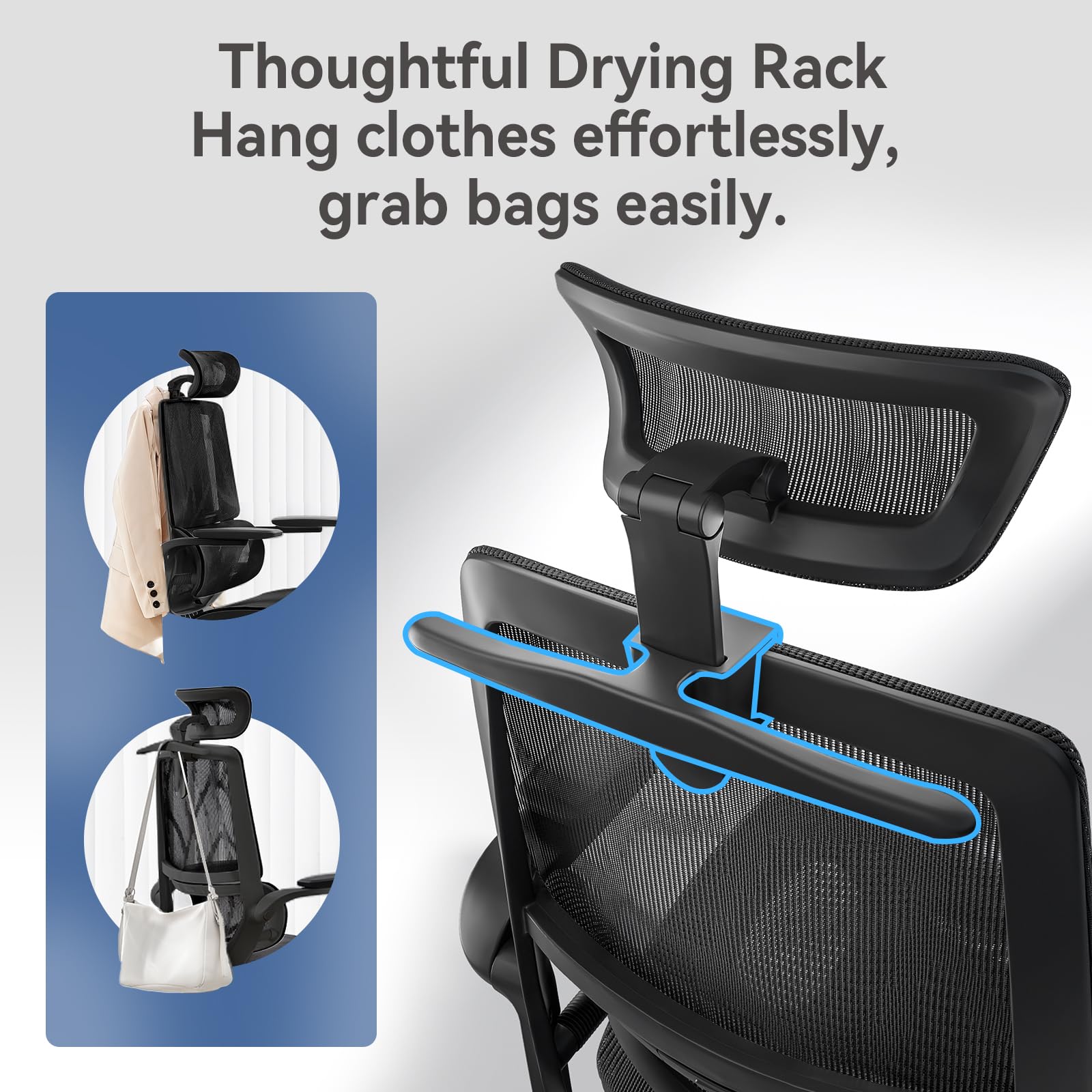 SIHOO M59AS Ergonomic Office Chair, Dual Backrest, Adaptive Lumbar Support, Black, Pack of 1 - Image 6