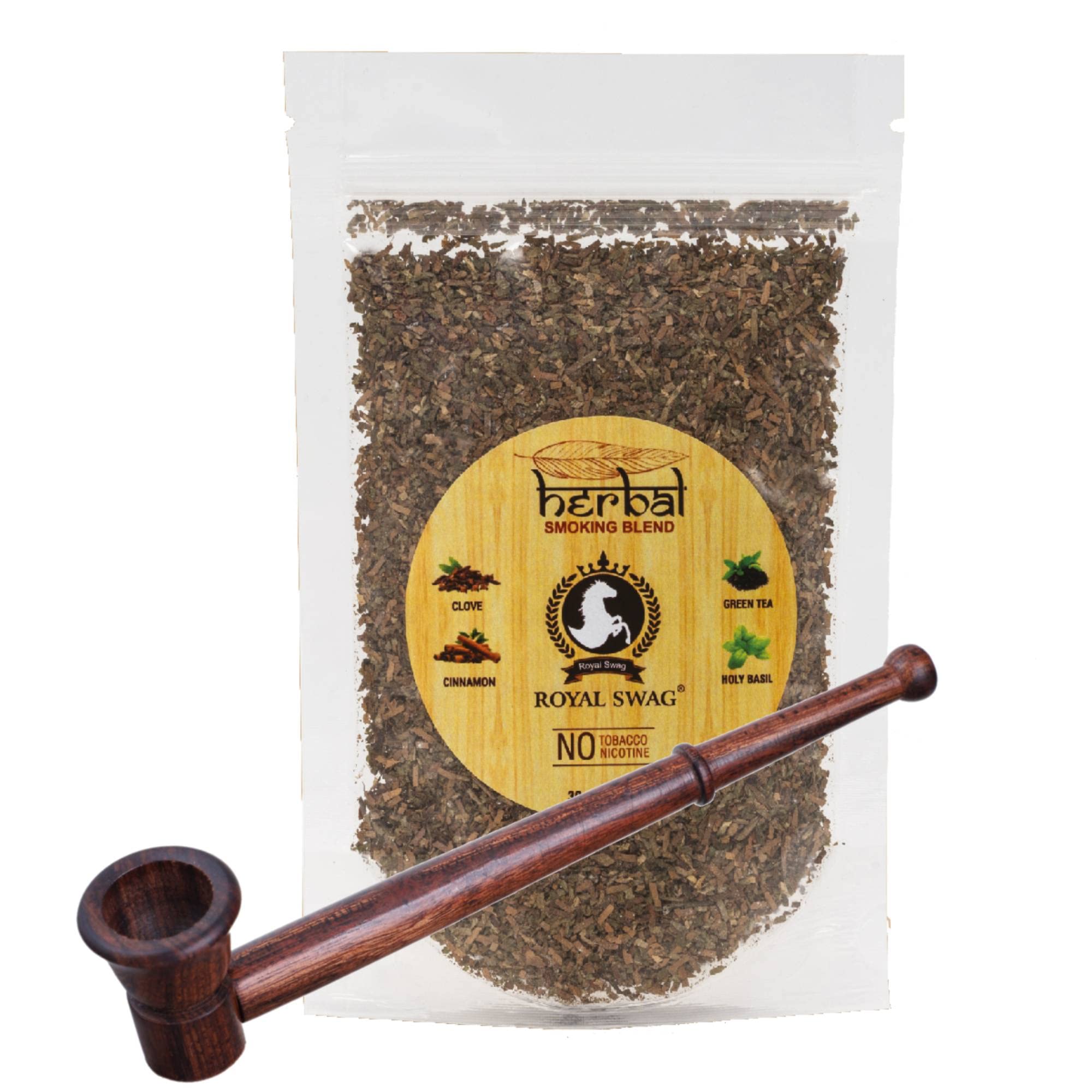 ROYAL SWAG Ayurvedic Herbs Herbal Smoking Blend - Ayurvedic Smoking Mixture Blend 30 gram Pack With HardWood Brown Stylish Wooden Pipe | 100% Tobacco Free and Nicotine Free - Made with Ayurvedic Herbs (B0BSR2BBKW) Amazon Price History, Amazon Price Tracker