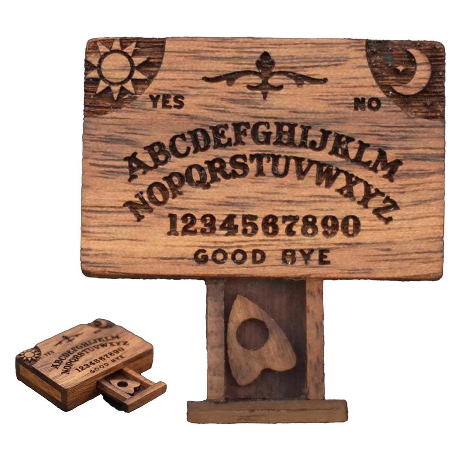 Mini-Ouija-Brett Aus Holz Mit Planchette – Kleine Grusel-Deko Für Regal, Schreibtisch Oder Als Geschenk (ca. 3,3 Cm)