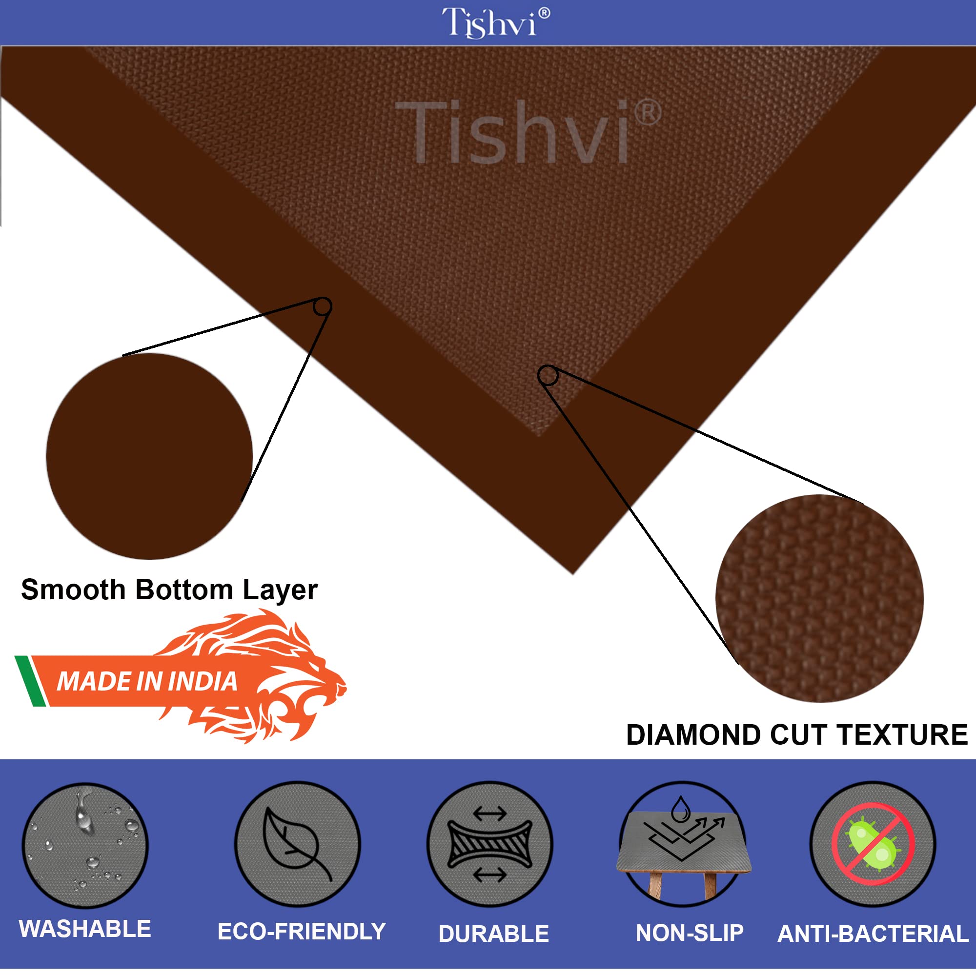 Tishvi Shelf Liner Kitchen Drawer Mats Anti Slip mat for Kitchen 60x300CM, Non Adhesive EVA Material Fridge Liners Table Mats for Cupboard Cabinet Drawer Trolly Liner (Maroon Diamond, 60x300 cm) 1