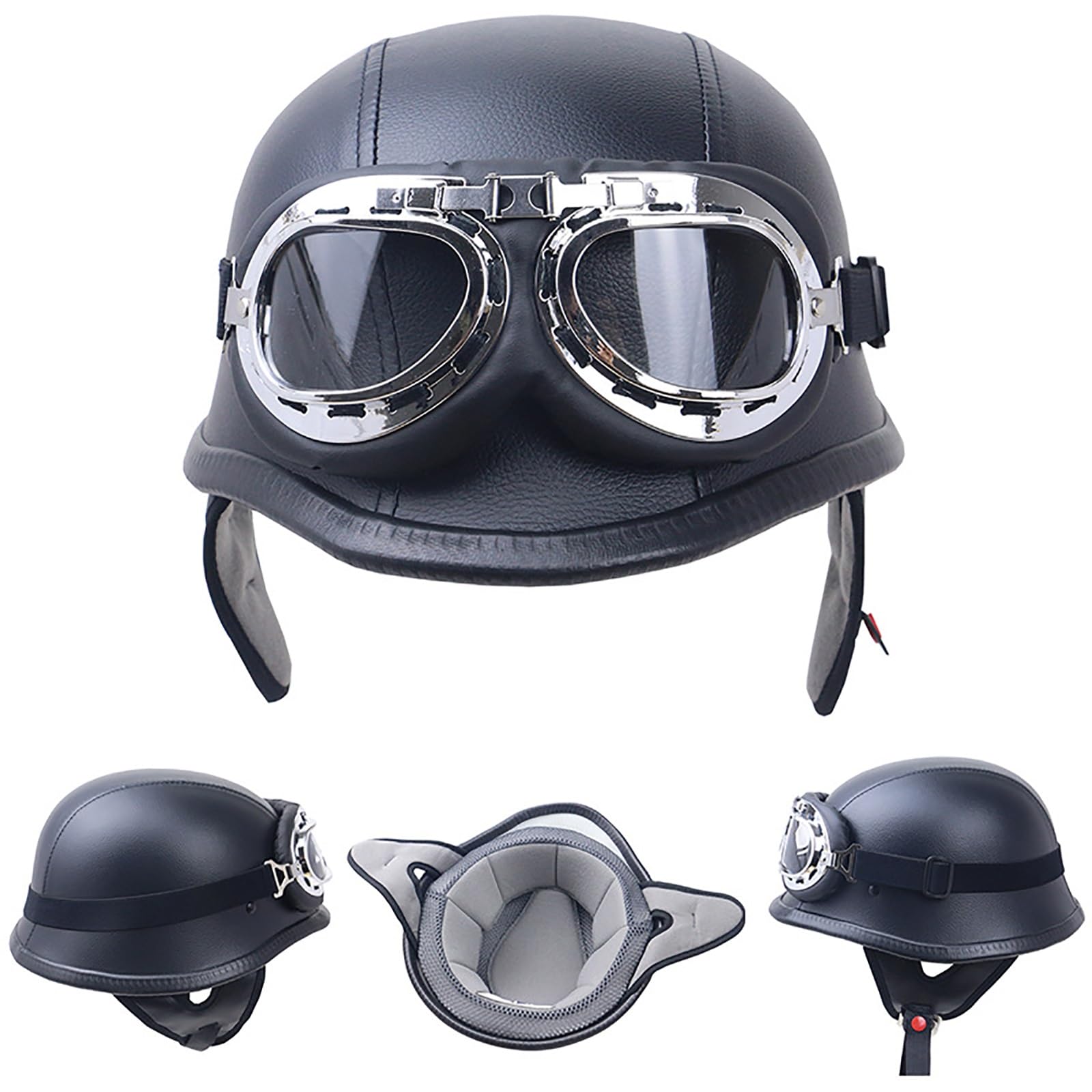 Kask Retro do Motocykli Cruiser i Skuterów, Powłoka ABS, Certyfikat DOT/ECE, Modułowy Design Włókna Węglowego Odporny na Uderzenia, Kask Terenowy dla Skuterów, Rowerów, Cruiserów