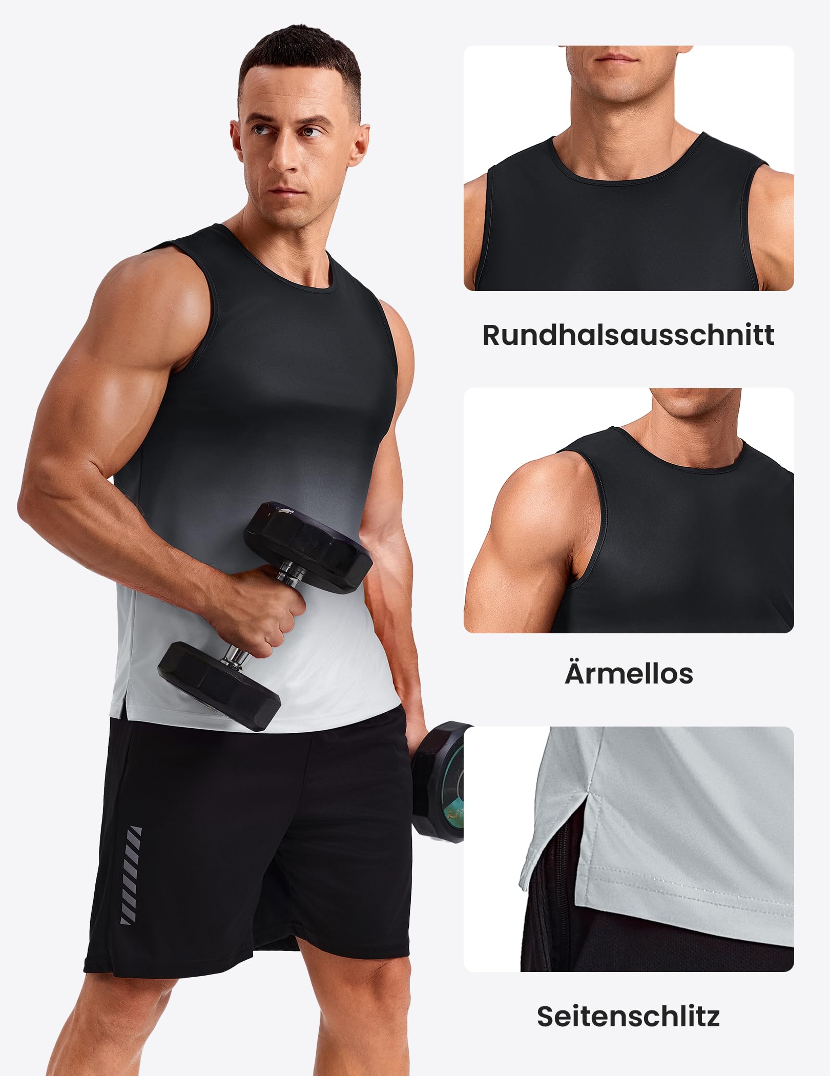PINSPARK Camiseta de tirantes para hombre, sin mangas, camiseta de entrenamiento, verano, exterior, camiseta funcional — view 5