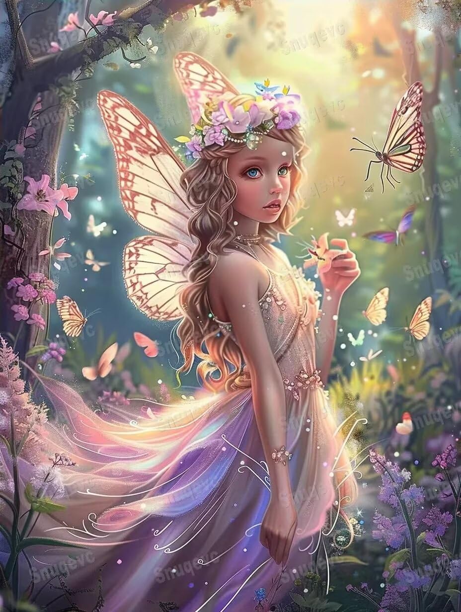 Amazon.com: Snuqevc Forest Butterfly Fairy Wall Oil Painting