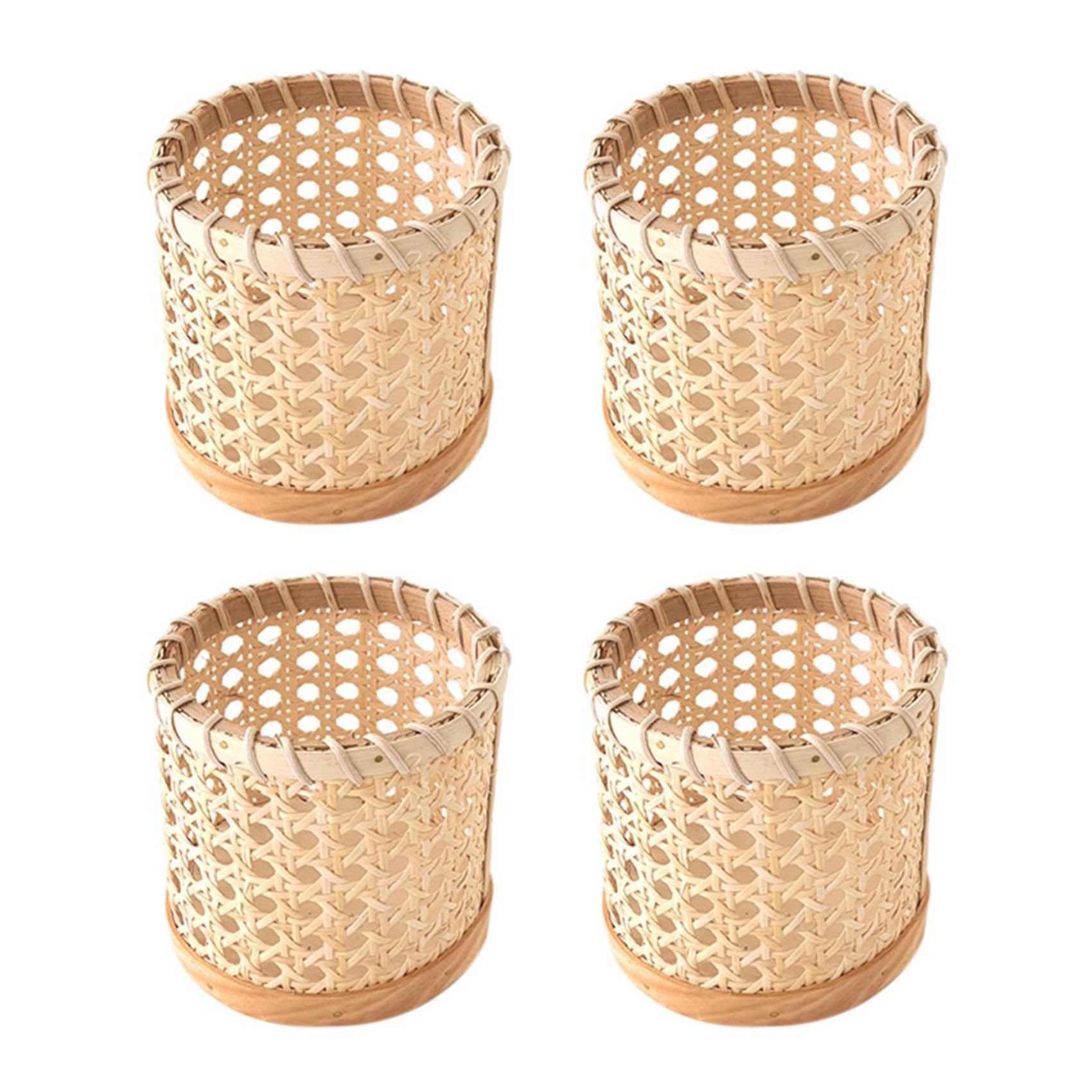 Hndhbfgrt 4X Rattan Chopsticks Storage Handmade Spoon Organizer Holder Pen Pencils Organization Vase Support Kitchen Table Decor