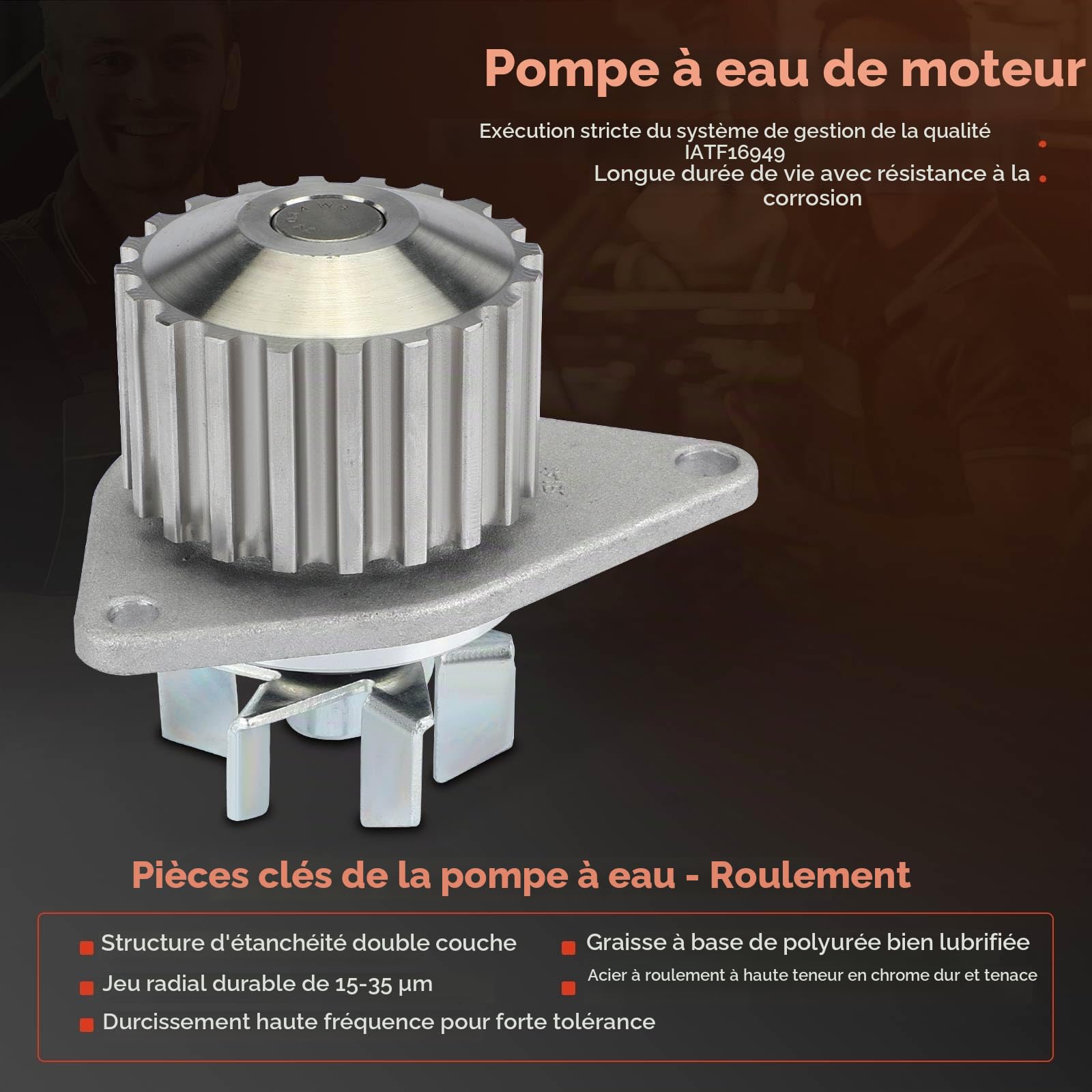 Frankberg Kit de courroie de distribution, courroie de distribution, pompe