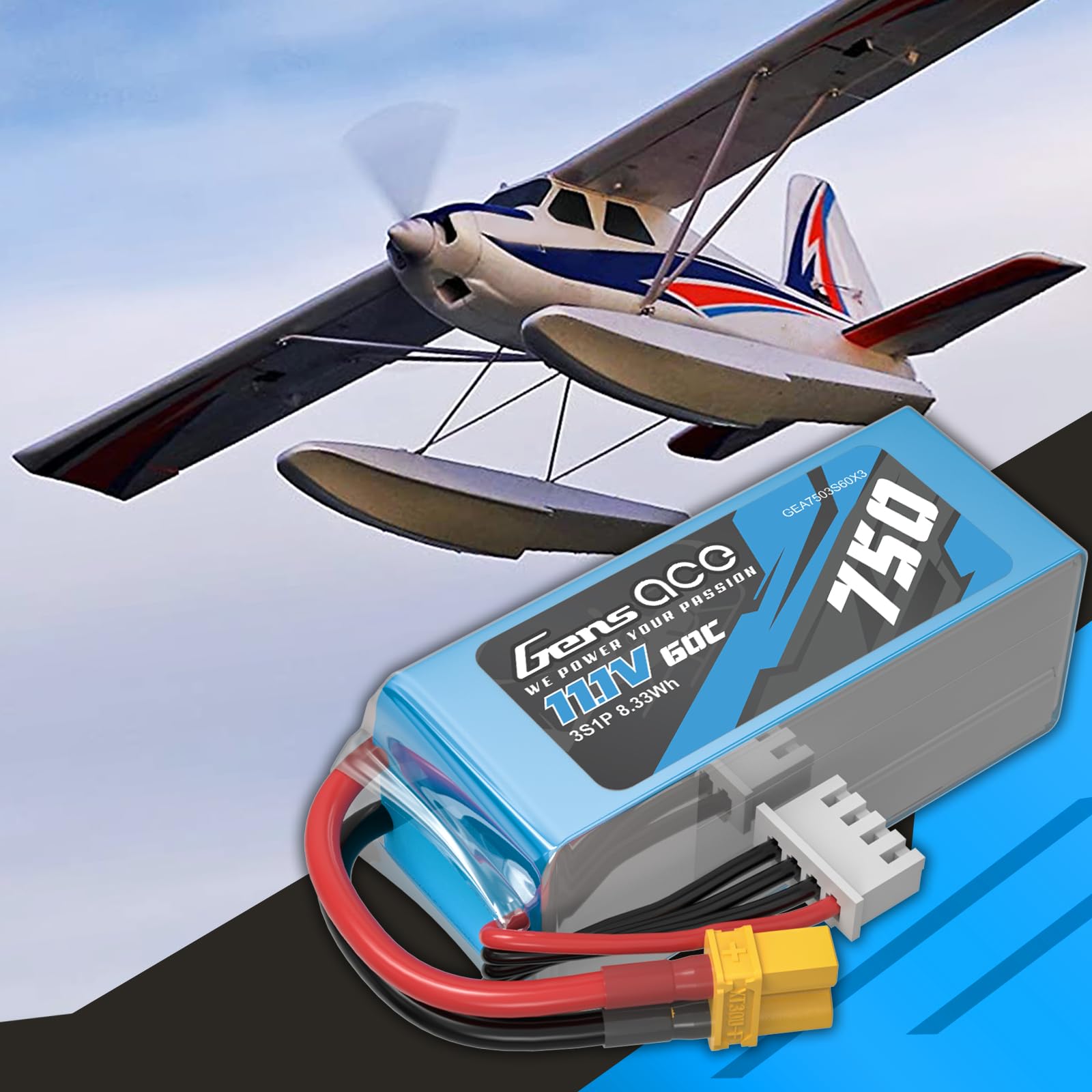 Gens ace 3S 750 mAh 11,1 V 3S1P 60C Lipo akumulator z wtyczką XT30 do FPV Racing Quadrocopter Helicopter