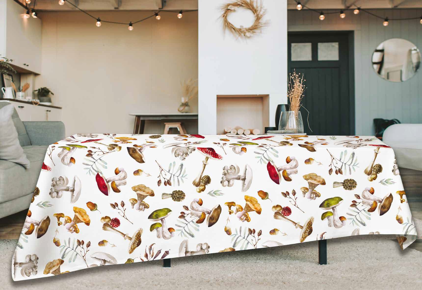 Nappe rectangulaire en pur coton imprimé haut de gamme motif sous-bois 150x230 cm