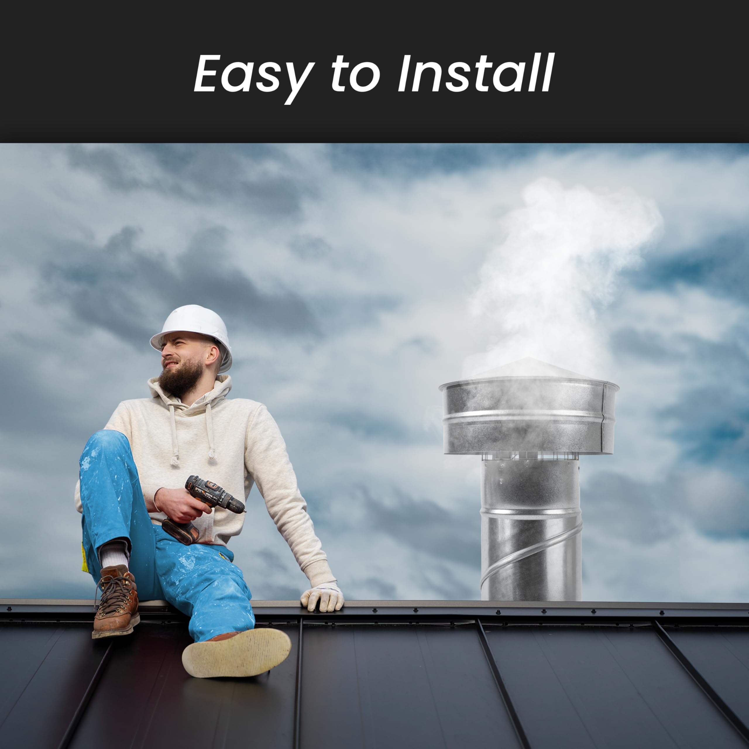 Backdraft Covers Cap Chimney 8 Inch Round Aluminum Chimney Cap | Weatherproof Roof Vent ...