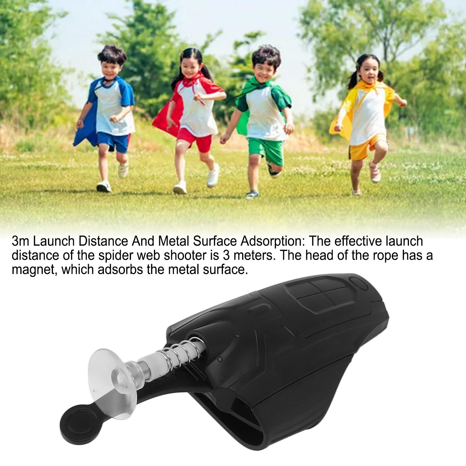 Naroote Ragnatela Giocattolo per Bambini, Spider Silk Launcher Super Hero Polso Giocattolo Distanza di Lancio con Testa Magnetica Adsorbimento Ventosa Sostituzione (seconda Generazione)