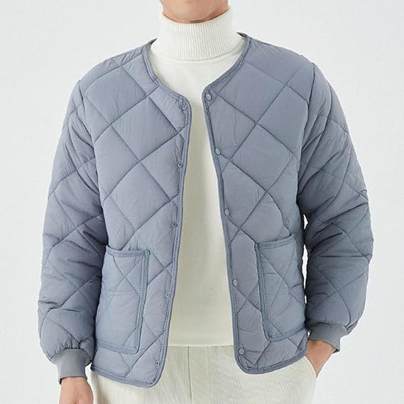 Men Round Collar Diamond Quilted Jacket Trendy Warm Students Down Coats Winter Youth Overflow Padded Outerwear