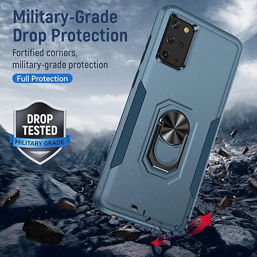 Miniatura 7 de YmhxcY - Funda para Galaxy S20 Plus con 2 unidades de película de TPU flexible autorreparable, grado militar, soporte de anillo de 360 a prueba