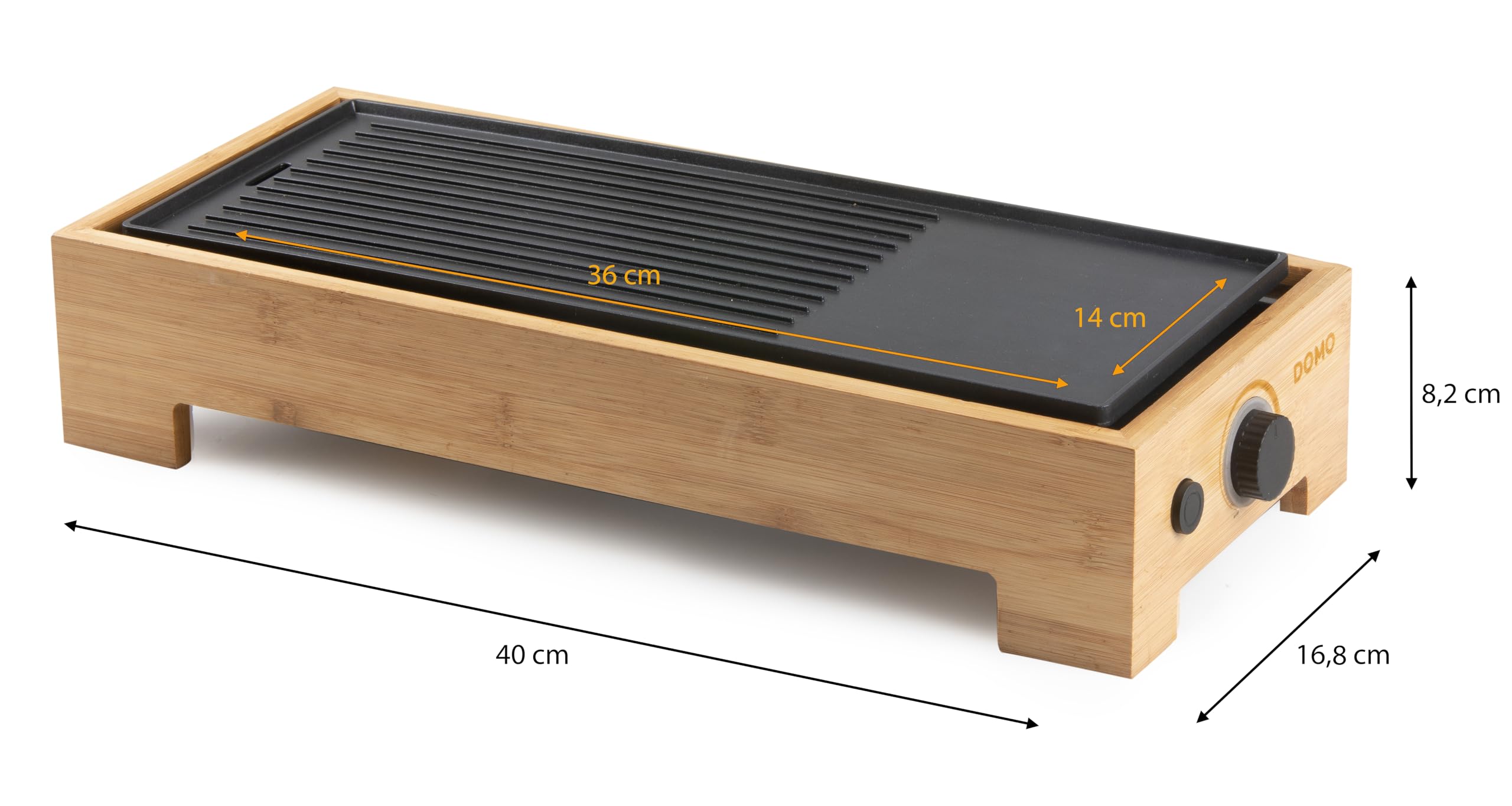 DOMO DO9270G Plancha Grill Bamboo Style 'Just Us' – wygląd drewna – powłoka bez PFAS – 1000 W