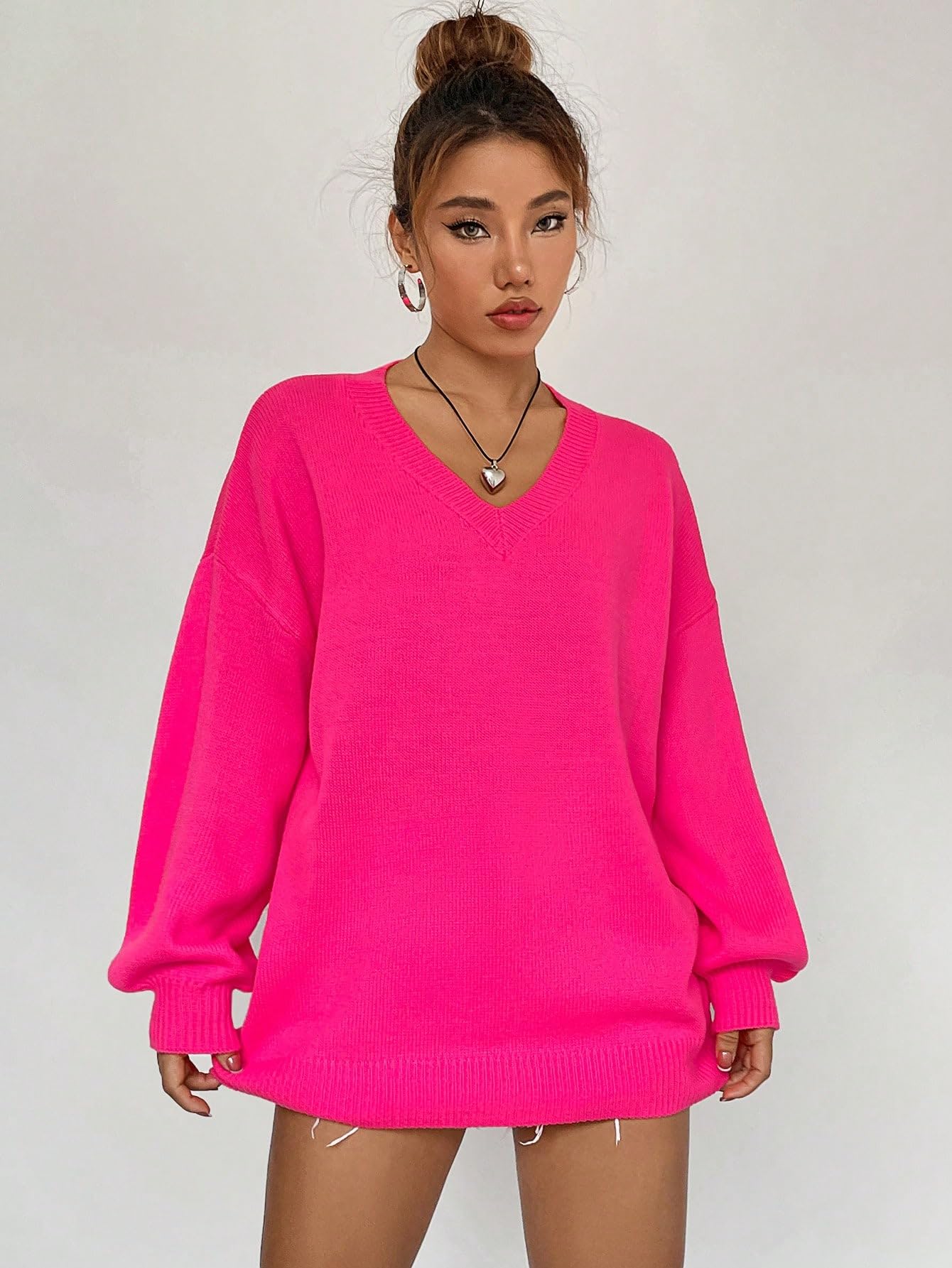 open lace back dress Amazon.com: Solid Drop Shoulder Sweater