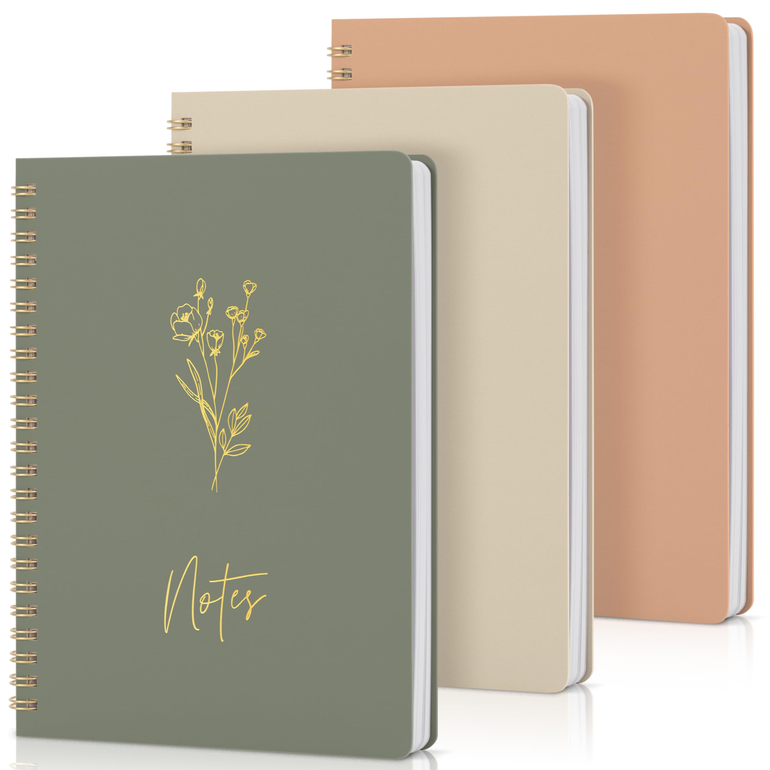 ZICOTO Aesthetic Spiral Notebook Set of 3 For Women - Cute College Ruled 8x6 Journal/Notebook with Large Pockets And Lined Pages - Perfect Supplies to Stay Organized at Work or School
