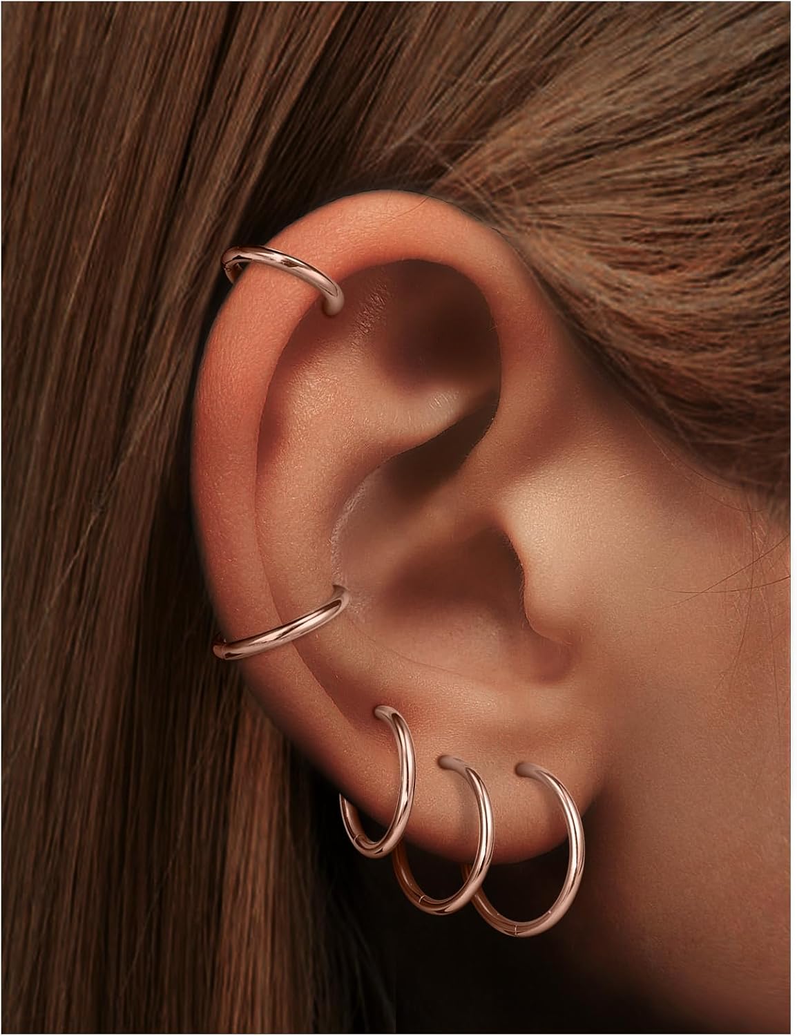 16G Septum Nose Rings Hoops 316l Surgical Steel Clicker Medusa Labret Snake Bite Lip Ring Tragus Helix Daith Rook Conch Snug Cartilage Lobe Earrings Hoop Piercing Jewelry For Women Men - Image 4