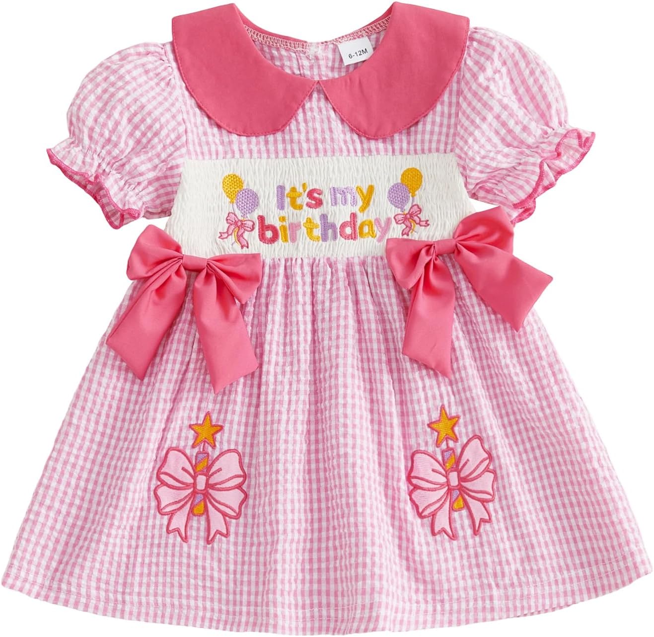 Toddler Baby Girl Birthday Dress Striped Cake Letter Embroidered Party Short Sleeve A-line Princess Dresses 1-5T