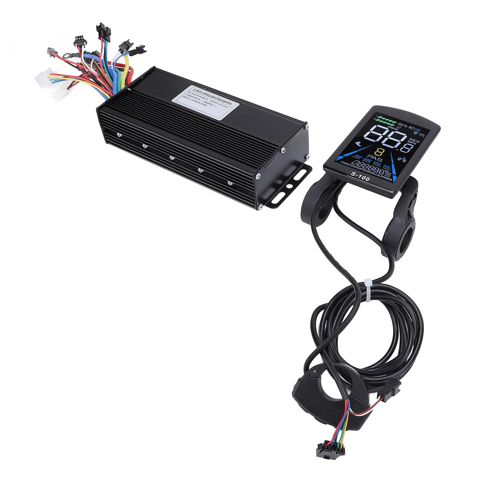 BuyWeek Zestaw kontrolera silnika roweru elektrycznego, 36 V, 48 V, 1500 W, 2000 W, 40 A, 3-trybowy sterownik fali sinusoidalnej, S-100, wyświetlacz LCD do skutera