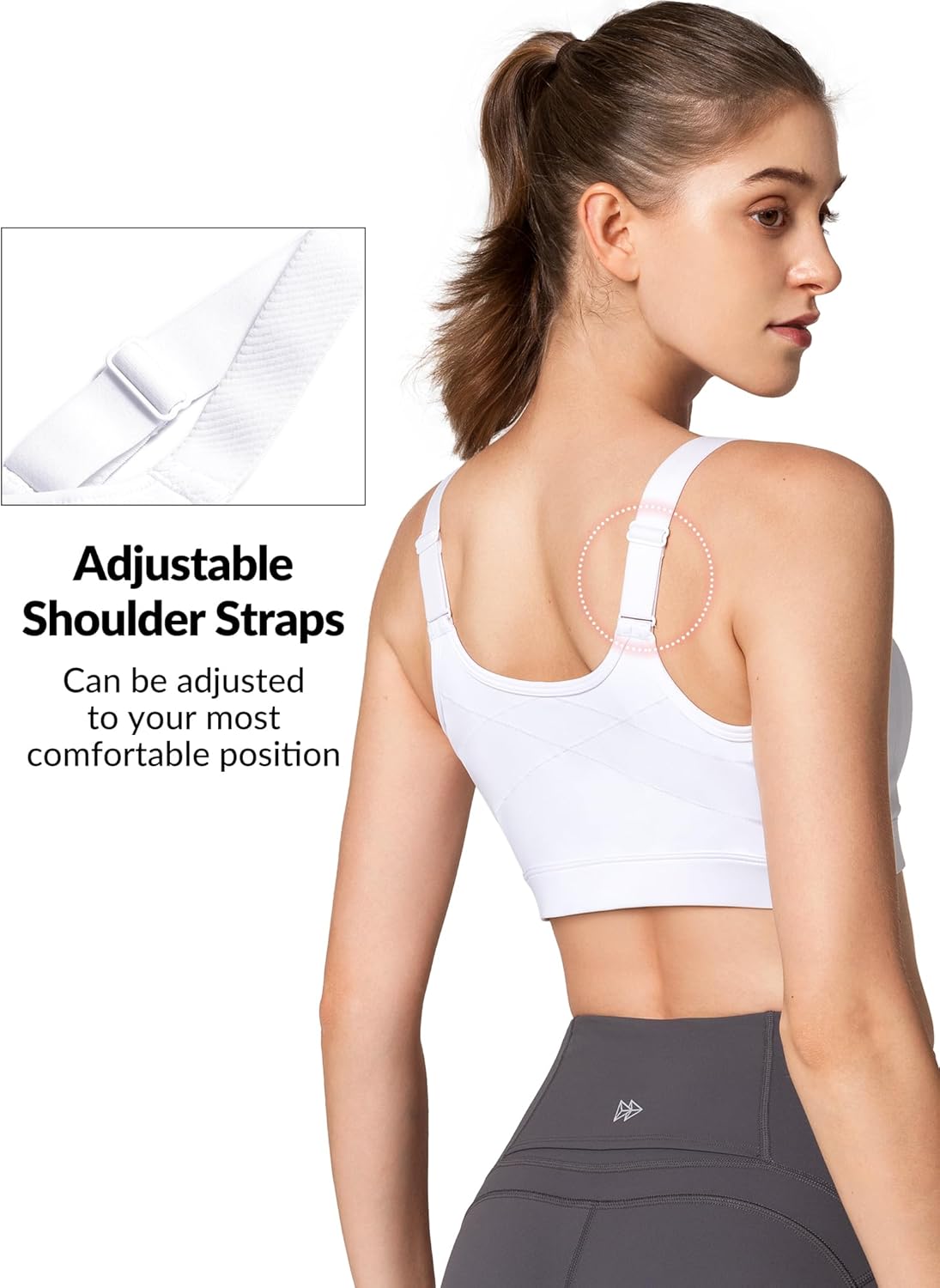 Yvette Adjustable Sports Bras for Women High Impact - Zip Front Sports Bra Plus Size Wireless for Running Workout - Image 2