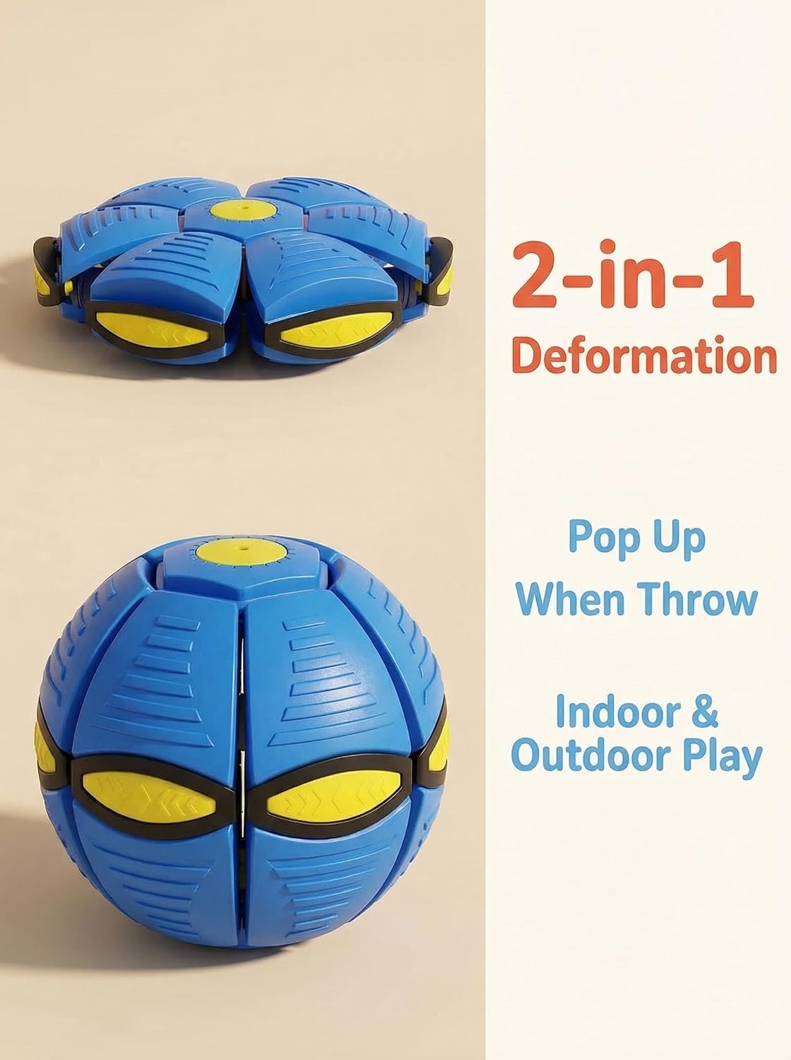 Magic Deformation Ball, (2026 New Version) Kids Bouncy Ball, Interactive Flying Saucer Pop-Up Toy,Parent-Child Interactive, Gift Pack,Collapsible Delay Frisbee Disc Toy with 6 Lights