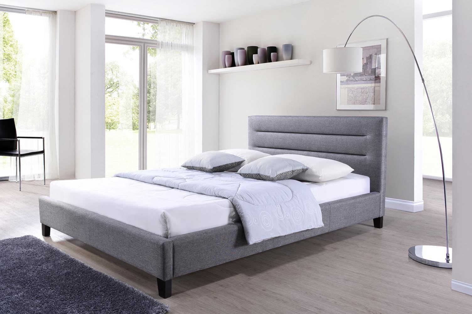 Baxton Studio BBT6452-Grey-Full Bed Platform, Full, Grey