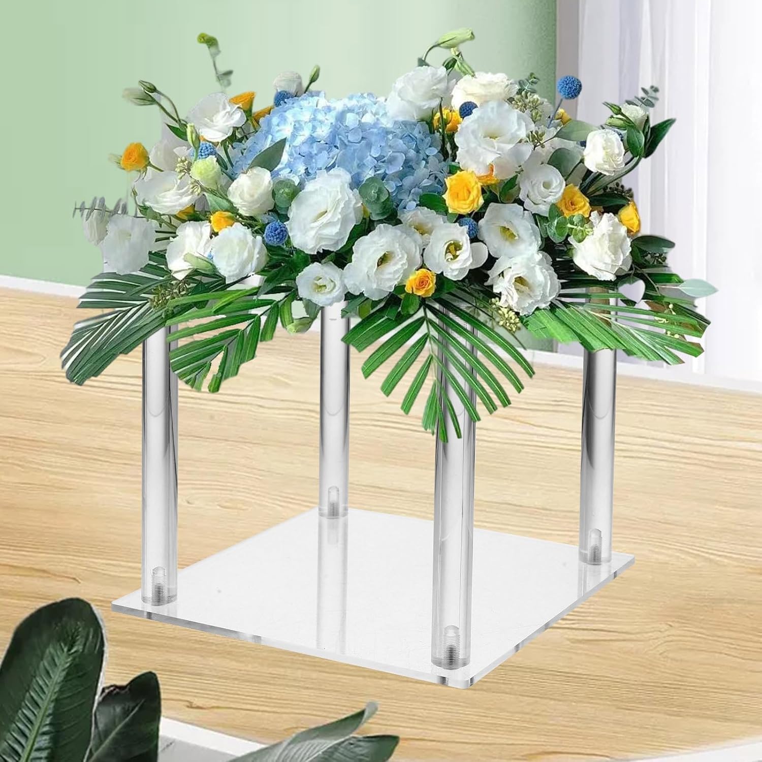 Elegant Acrylic Wedding Centerpiece Flower Stand, Tall Floral Display Pedestal for Artificial Flowers, Reusable and Can Hold Heavy Arrangements, for Party and Engagement