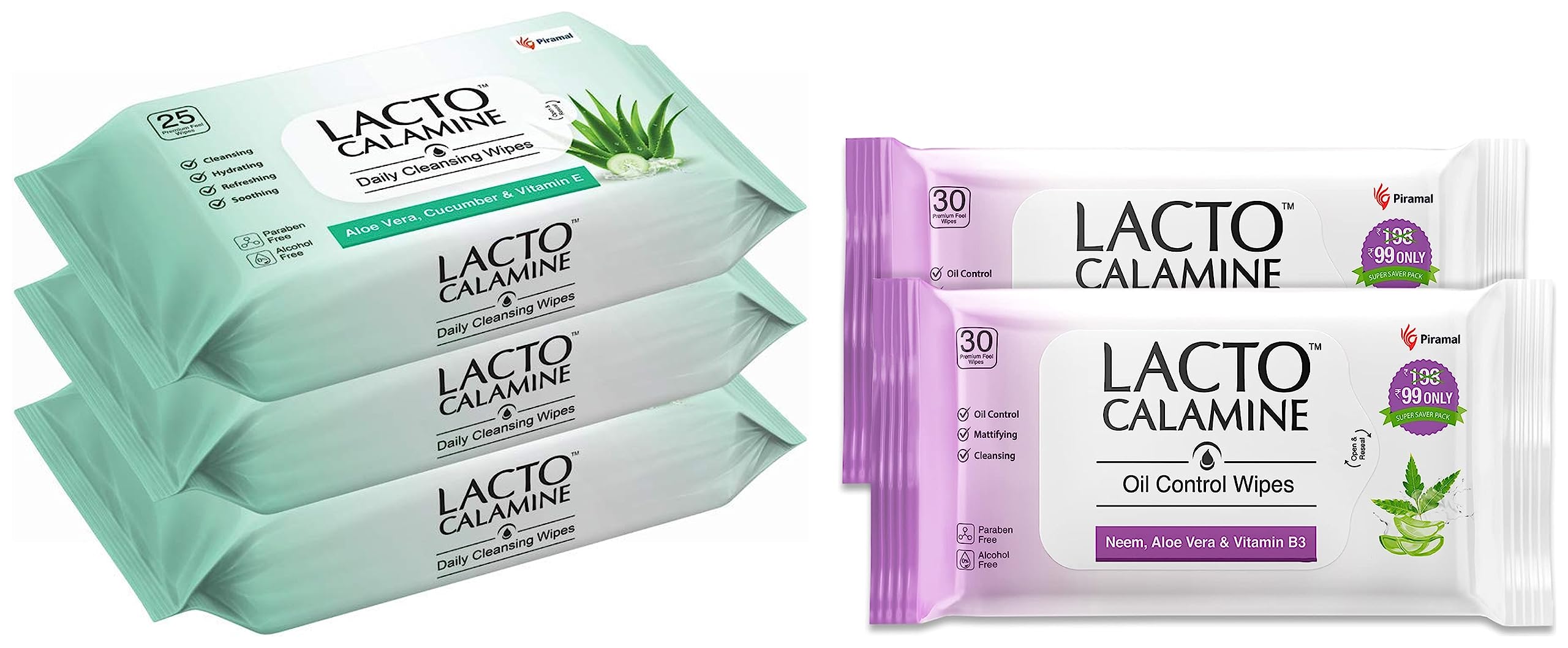 Lacto Calamine Daily Face Cleansing Wipes with Aloe Vera, Cucumber & Vitamin E, White, Pack of 3, 75 Count & Calamine Oil Control Face Wipes, White, 60 Count, Pack of 2-image-35