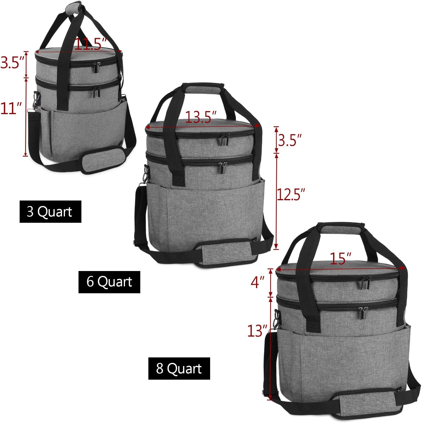 Luxja Carrying Bag Compatible with Instant Pot (8 Quart), Travel Tote Bag for 8 Quart Pressure Cooker and Extra Accessories, Gray (Bag Only)