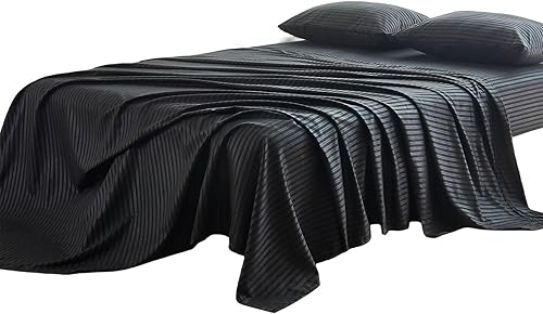 Miniatura 12 de Kingnex Juego de sábanas a rayas para sofá cama tamaño Queen para sofá cama, suave, doble cepillado, 4 piezas, funda de almohada