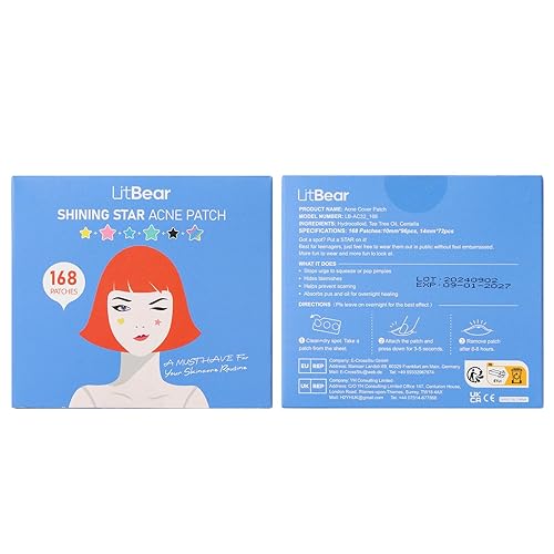 Miniatura 8 de LitBear Parches de espinillas - Parches hidrocoloides de corazón y estrella con árbol de té y aceite de caléndula, bonitos parches para espinillas