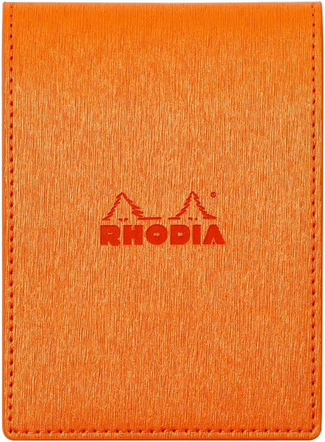 Rhodia cfmtpu11setor Metallic PU Leather Ballpoint Pen Script Set, Orange (Block Rodia No. 11 A7 Notepad, Orange Included, 80 Pieces, 0.2 inch (5 mm) Square)