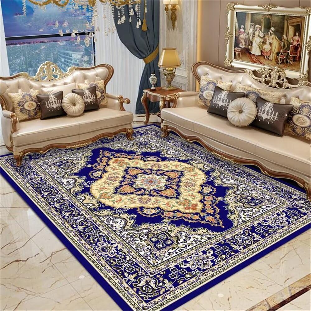 Tapis bleu et jaune 200x300cm facile à entretenir pour raviver un sol terne