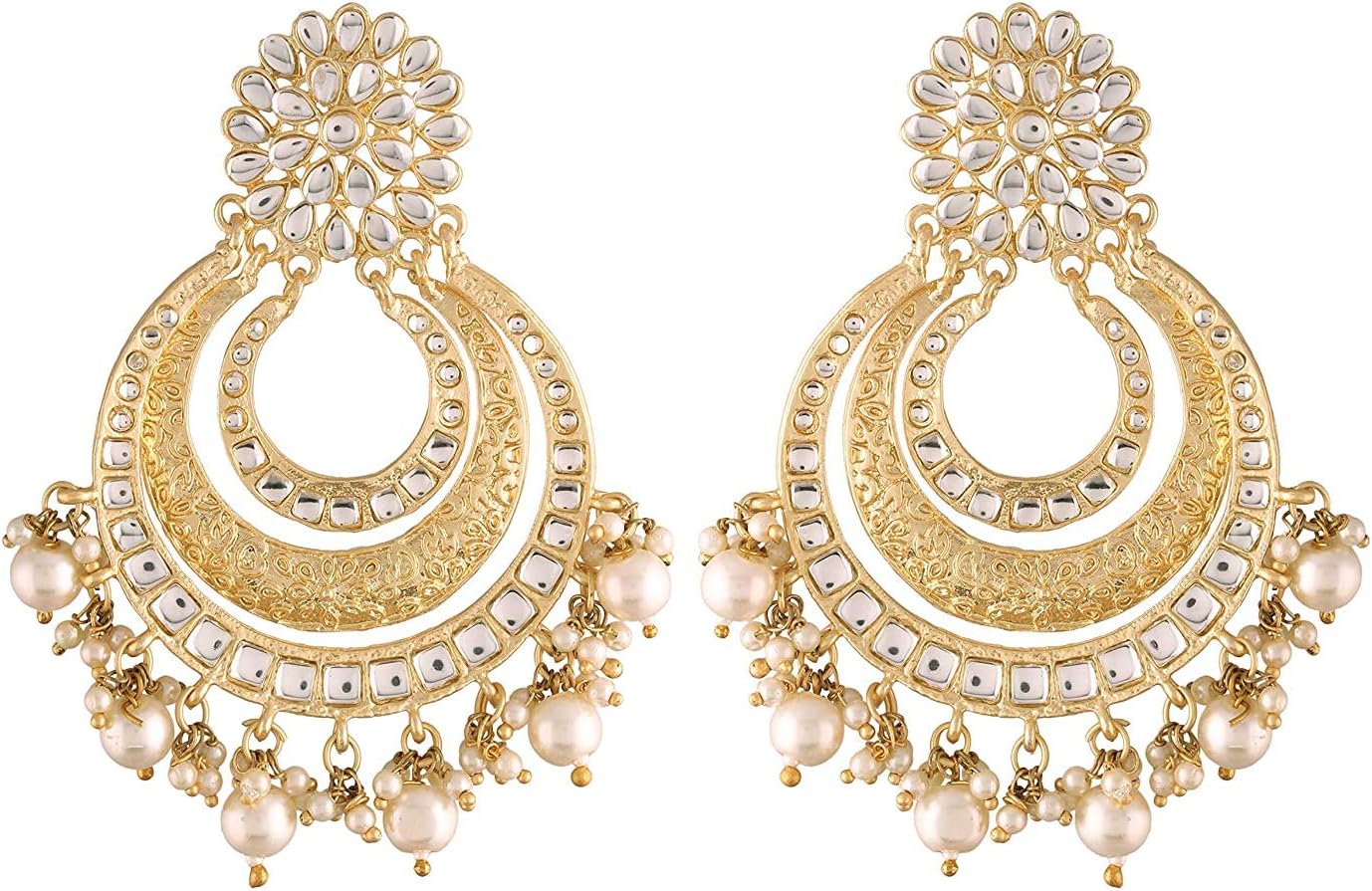 Aheli Classy Traditional Chandbali Earrings Indian Wedding Bridal Bollywood Fashion Jewelry Gift for Women Blue