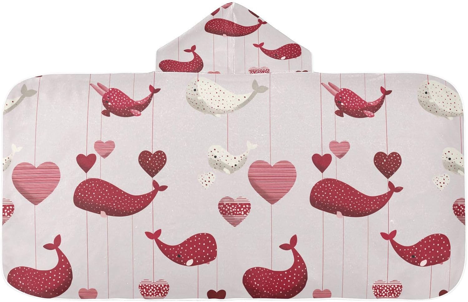 Toddler Bath Towel Wine Red Valentines Shaped Narwhal Hooded Towels for Kids Quick Dry