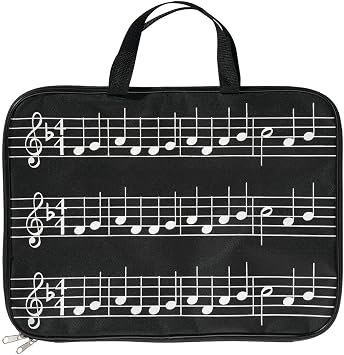 Miles Kimball Musical Note Tote Bag with Zipper, Sheet Music Briefcase, Black