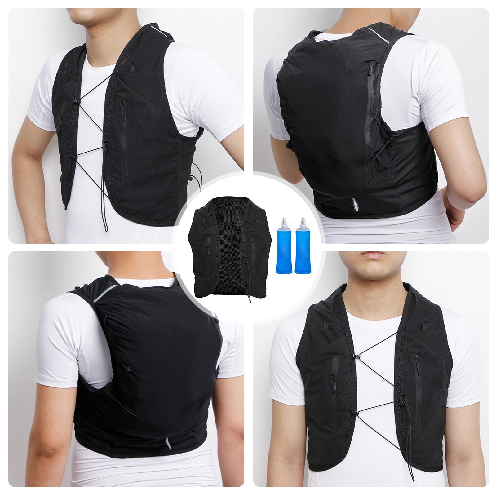 mioosho Hydration Vest with Soft Water Bottles, Outdoor Adventure, Large Capacity for Cycling, Climbing
