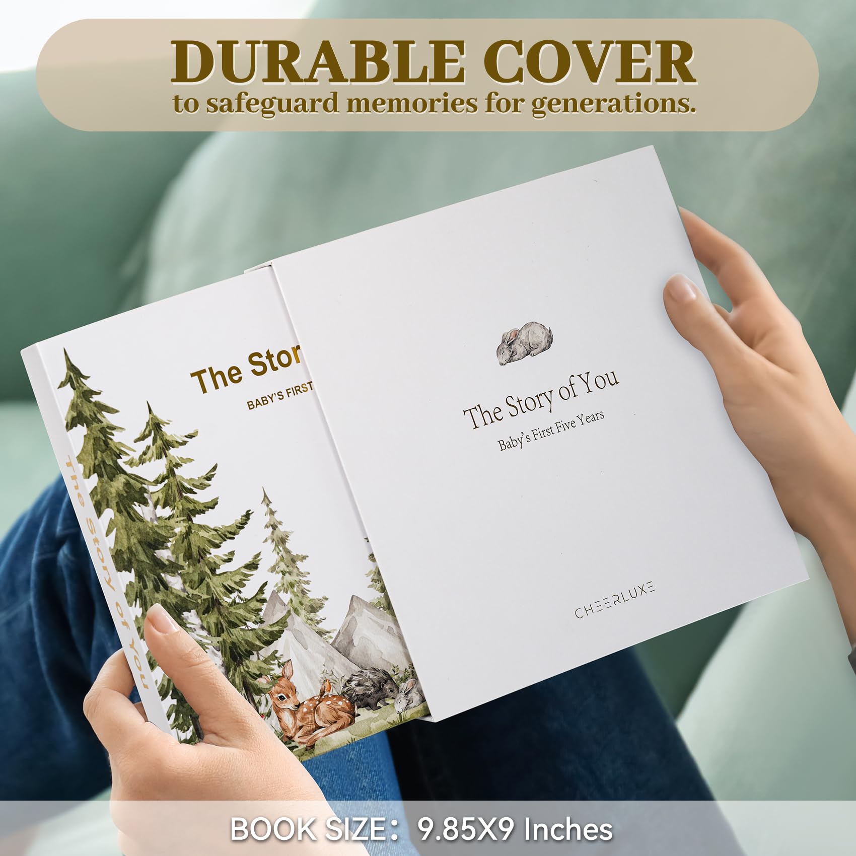 Keepsake Memory Book for Baby Boy and Girl A Milestone Book Gender Neutral Journal Scrapbook Photo Album - 3