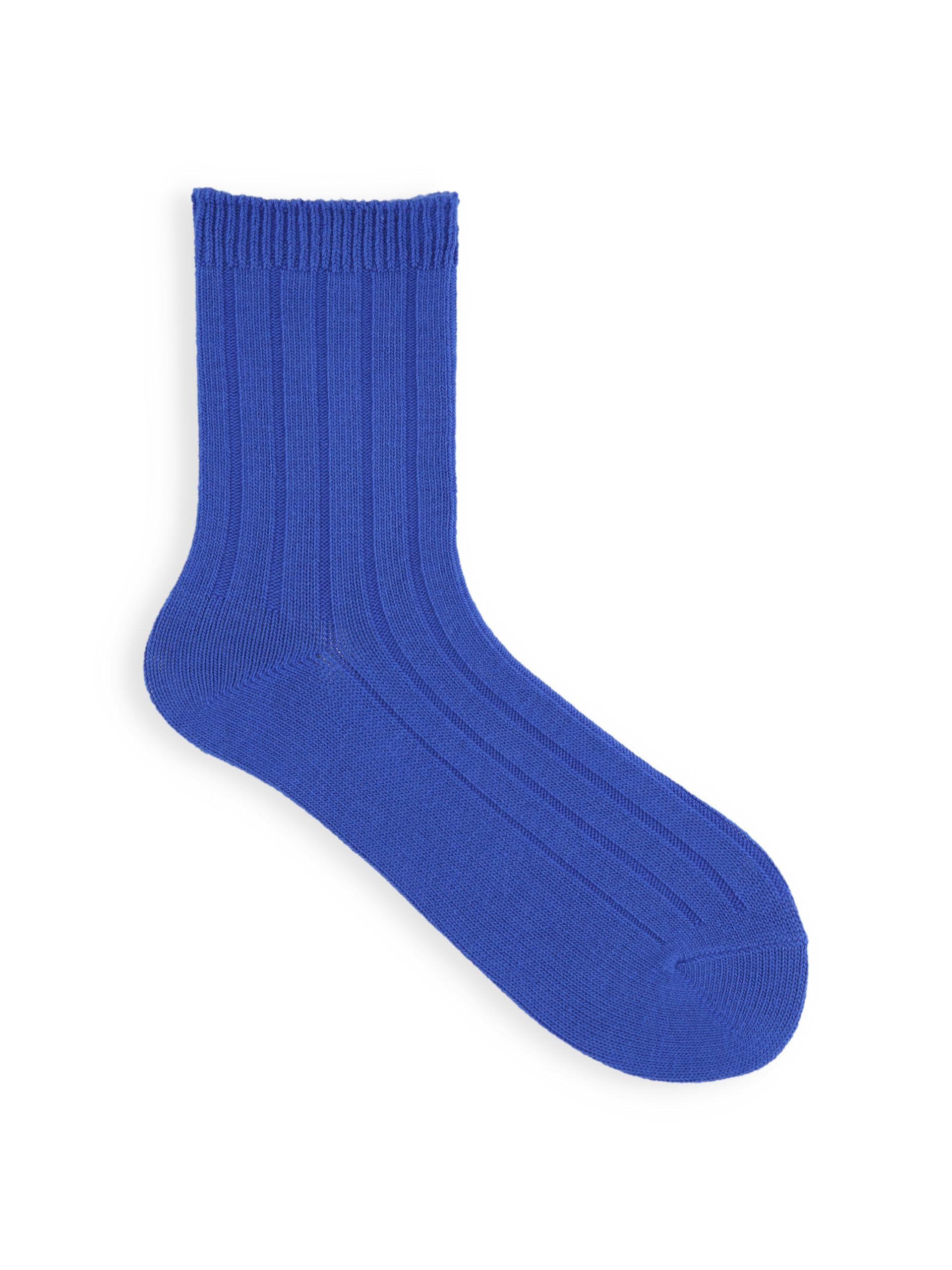 Tabio Classic Thick Ribbed Socks Blue Women Made in Japan Cotton Blend