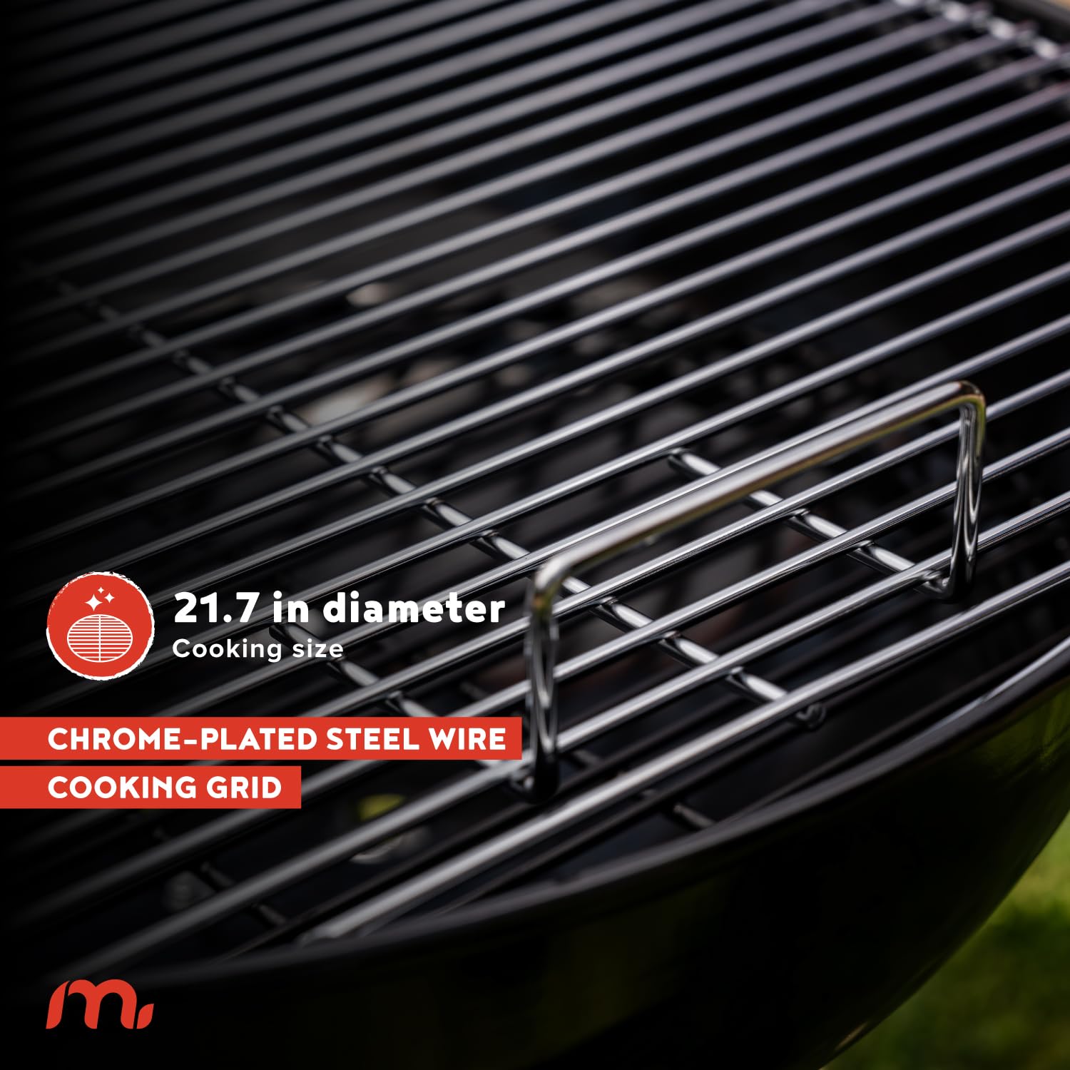 Megamaster 810-23002 kompaktowy grill na węgiel drzewny, 56 cm (354,81 m2), idealny do gotowania i grillowania na świeżym powietrzu, grilla, patio, tailgating, czarny, 810-23002