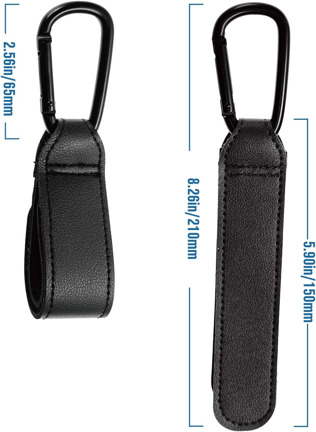 Kinderwagenhaakclips, 2 stuks buggy-clips, dragerhaken, kinderwagen, tassenhouder van leer