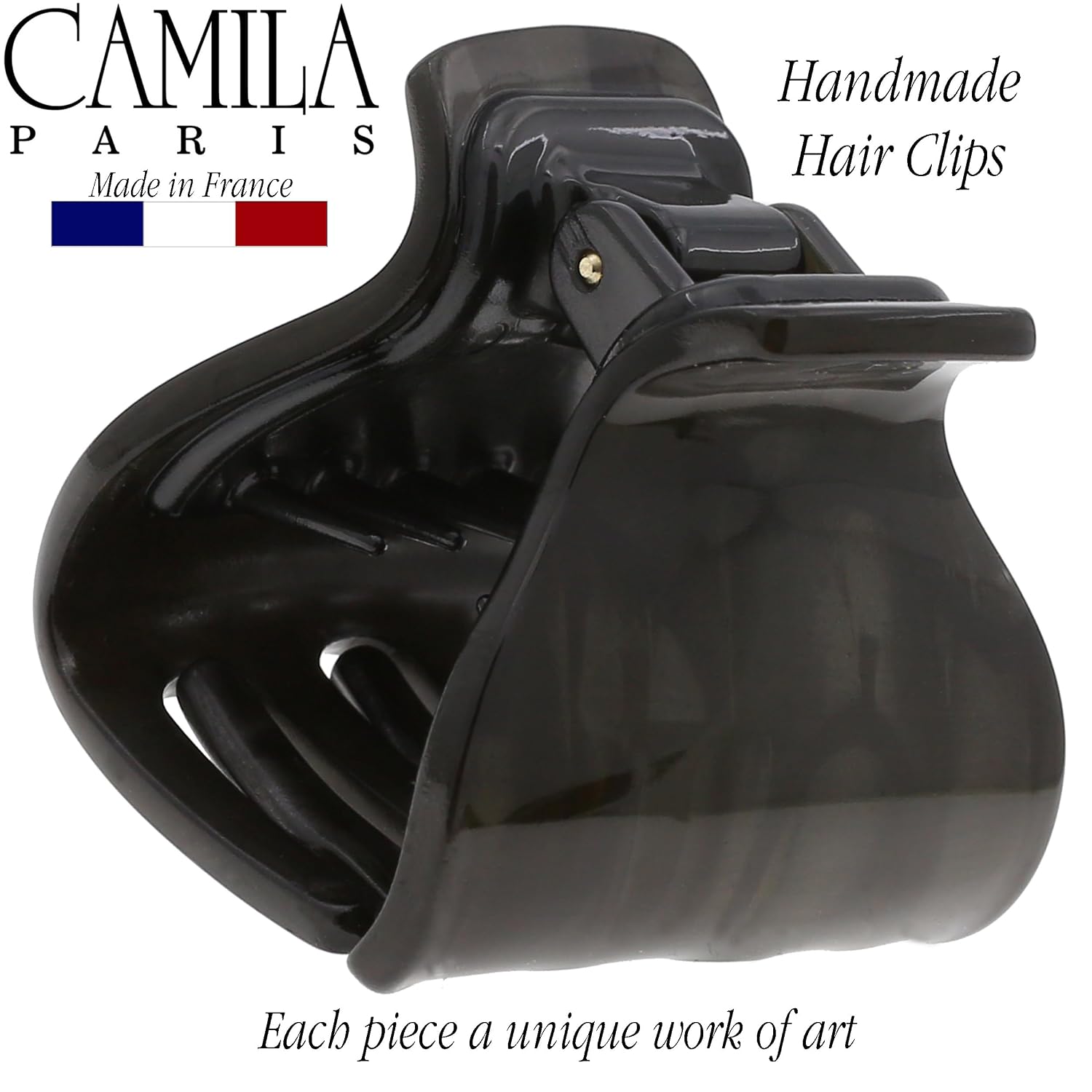 Camila Paris CP3262 French Hair Clip for Women for Long Curly Wavy Hair, Gray, Girls Hair Claw Clips Jaw Fashion Styling Hair Accessories for Women, Strong Hold No Slip Grip, Made in France