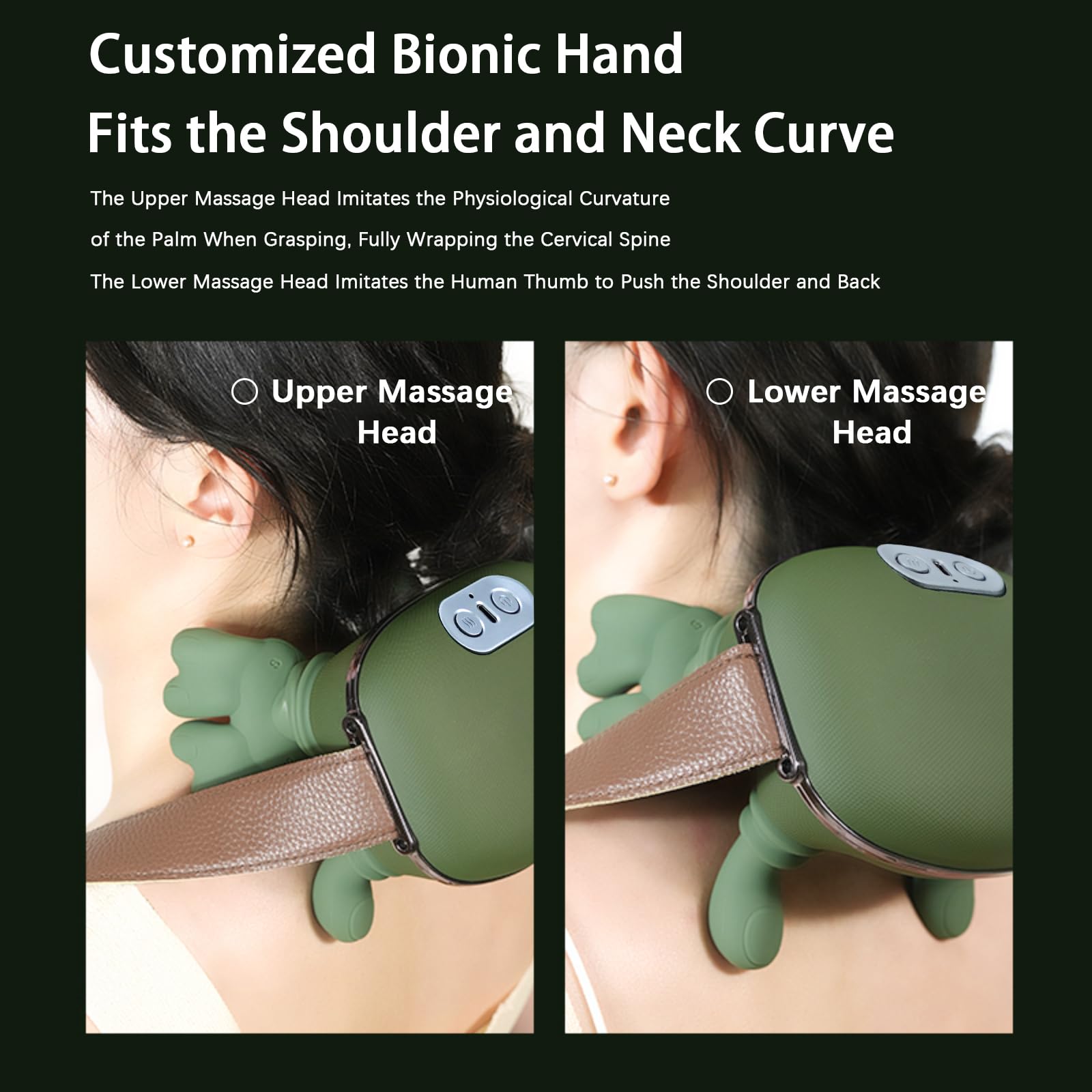 Masajeador de cuello y hombros, masajeador Shiatsu de tejido profundo en forma de mano 4D con calor, masajeador portátil de espalda y cuello para aliviar el dolor, relajación muscular, regalos