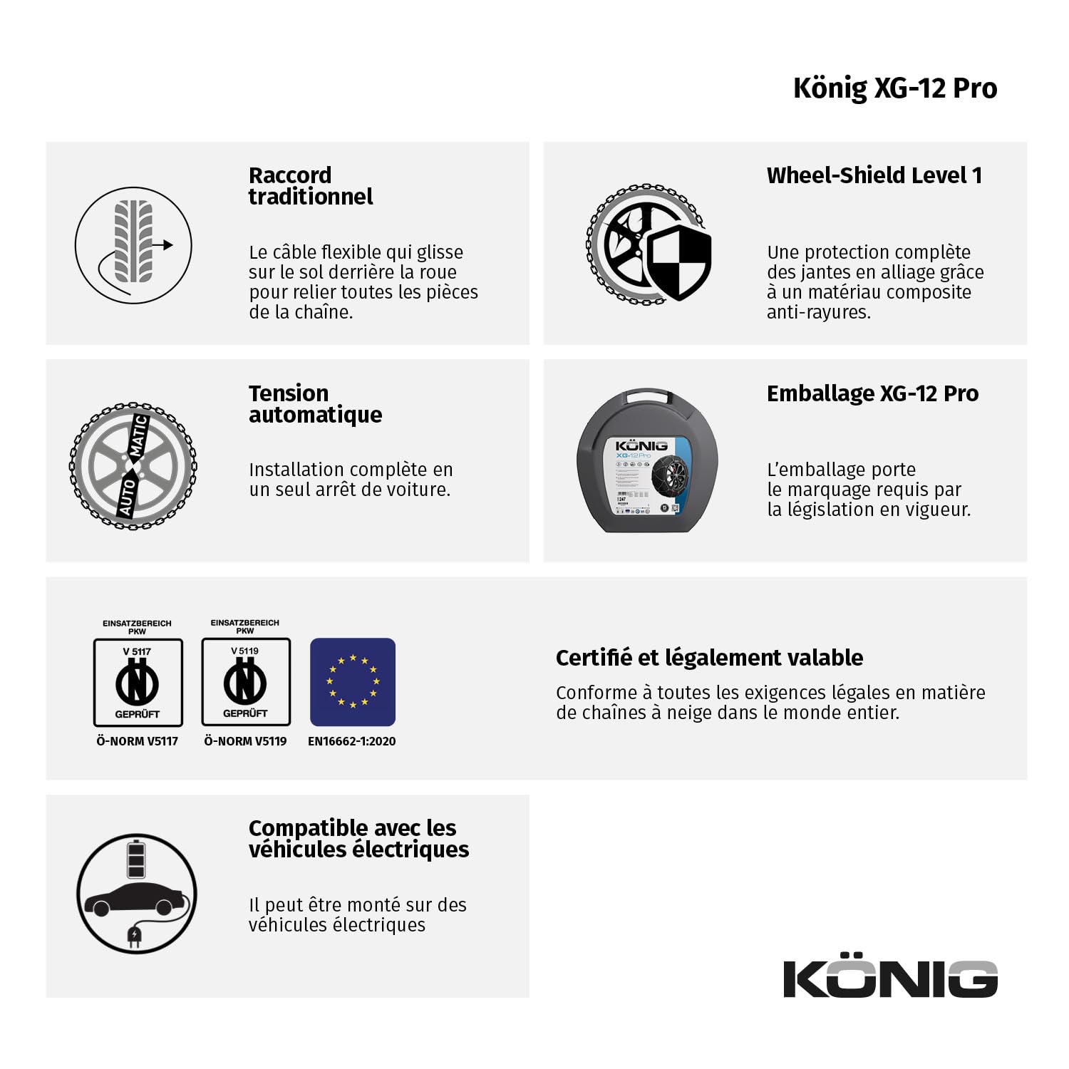 KÖNIG Chaînes à neige XG-12 PRO 252