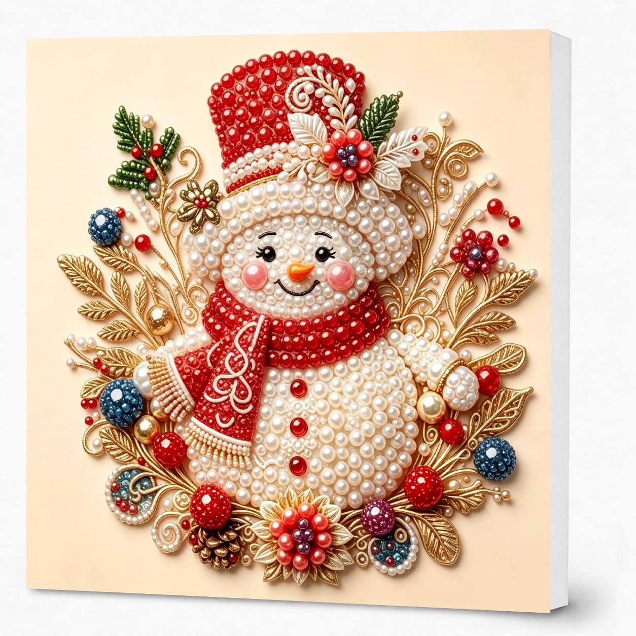 Snowman Pearl Painting Kits for Adults with Frame,Pearl Art Kits 10x10inch — image 1