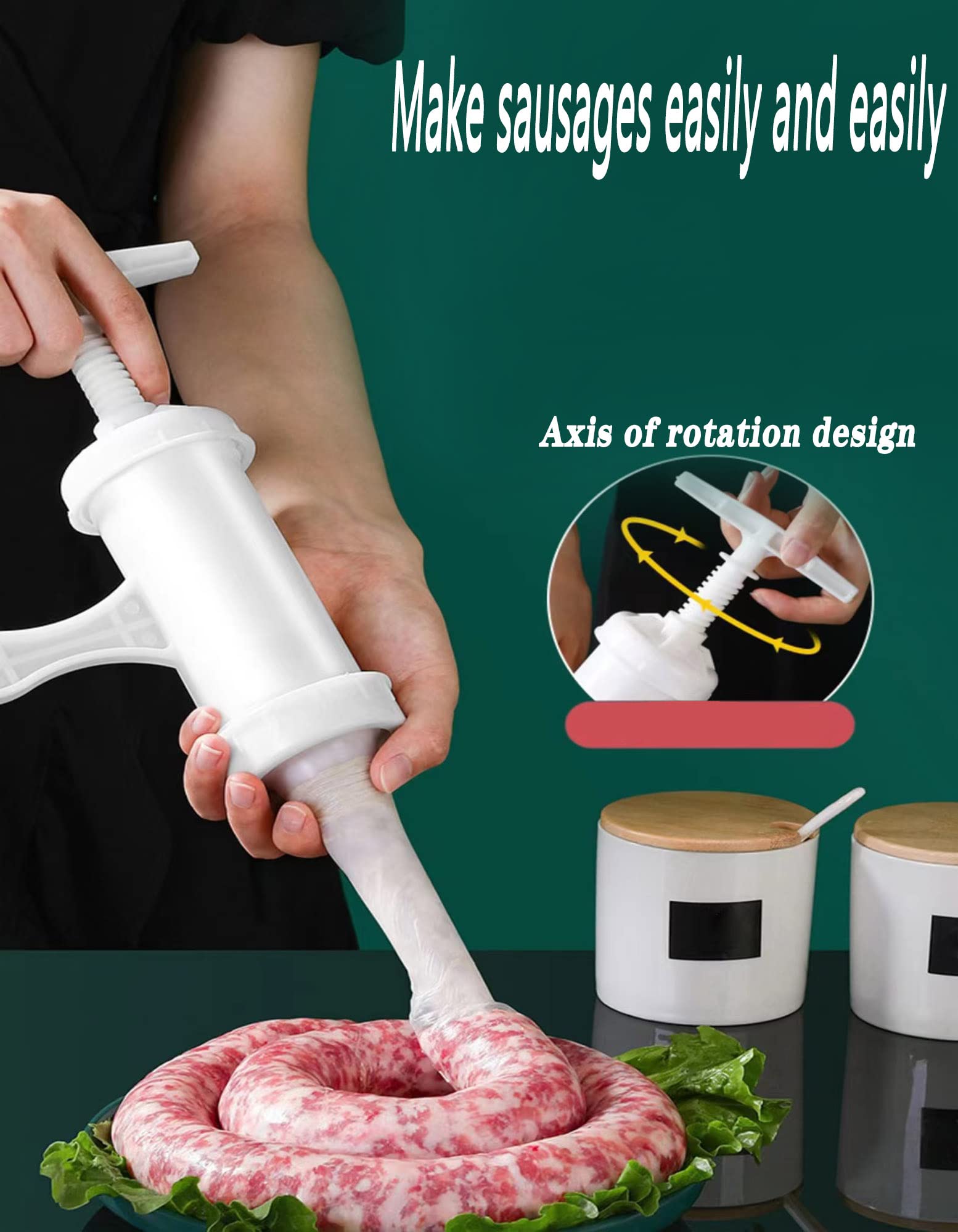Máquina manual de salchichas de calidad alimentaria para embutidos manual de plástico para rellenar carne, tubos de embudo, herramienta de relleno de salchichas, salchichas cerosas operadas a mano